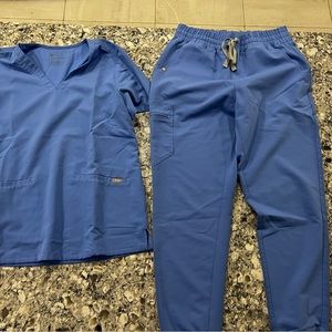 Figs - blue scrub set (top and bottom)